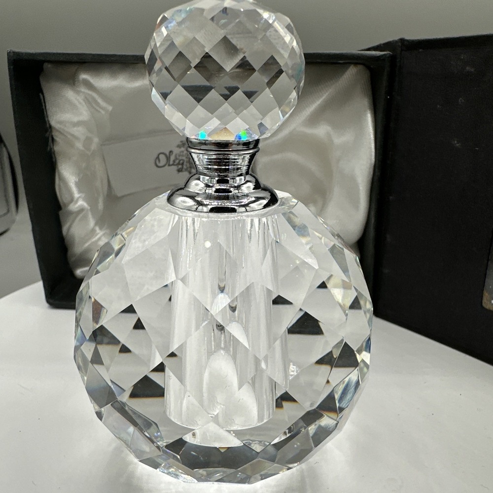 Oleg Cassini Kathleen Perfume Bottle 139260 Signed Crystal Boxed Vintage Collect